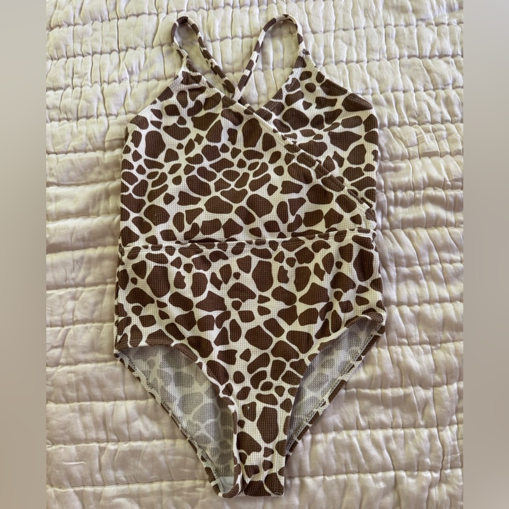 Zara Brown and Cream Giraffe Print swimsuit